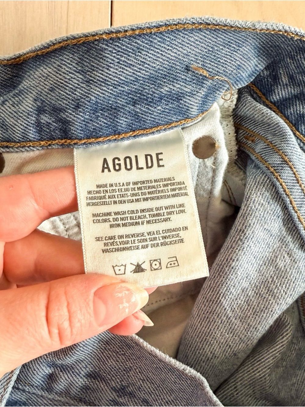AGOLDE Cherie High Rise Straight Jeans Size 27 Light Wash Raw Hem - Picture 9 of 10